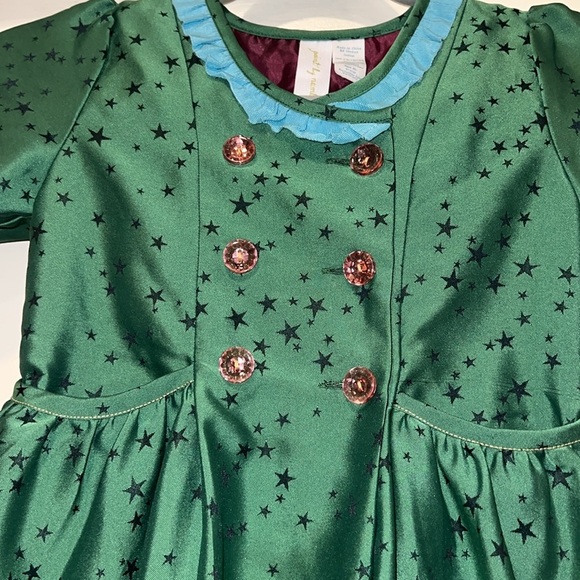 Matilda Jane Constellation Little Girl Dress in Green and Turquoise - Picture 4 of 11